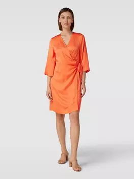 Платье-халат из вискозы с V-образным вырезом, модель «FRANZISKA» Selected Femme, оранжевый
