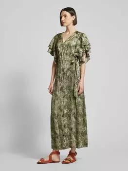 Платье-халат из вискозы с воланами, модель «САБИНА» Copenhagen Muse, зеленый