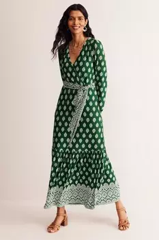 Платье халат миди Ophelia из джерси Boden, зеленый