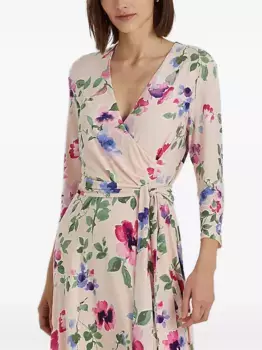 Платье-халат миди с цветочным принтом Lauren Ralph Lauren, розовый