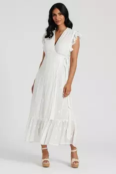 Платье халат миди с пайетками South Beach, белый