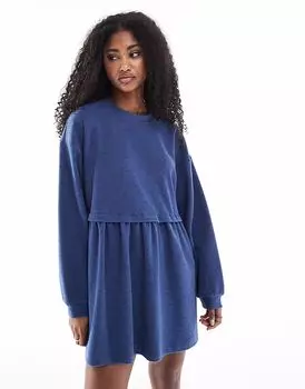 Платье-халат Miss Selfridge из мягкого рубчика синего цвета