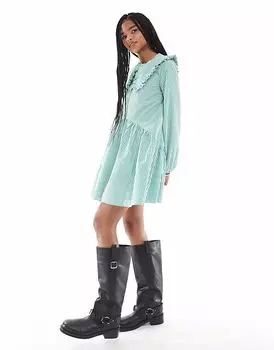 Платье-халат Miss Selfridge с широким воротником в зеленую полоску