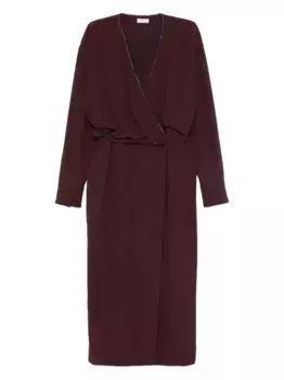 Платье-халат с декором Brunello Cucinelli, красный
