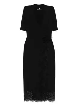 Платье-халат с кружевом Ermanno Scervino, черный