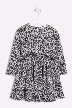 Платье халат с леопардовым принтом для девочек из 100% хлопка River Island, серый