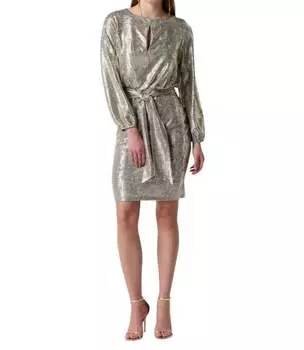 Платье-халат с металлическим поясом в сером/золотом цвете Joseph Ribkoff