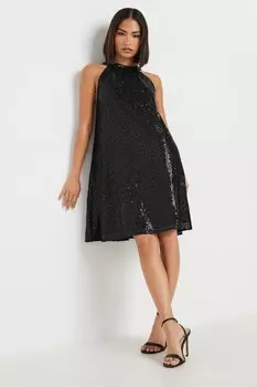 Платье халат с пайетками Pixiegirl Petite, черный