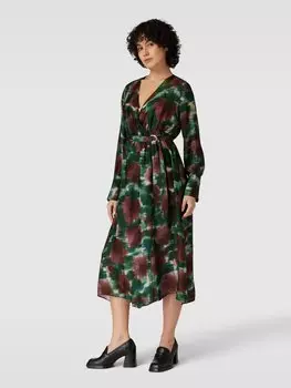 Платье-халат с поясом на талии, модель 'NOGAL' Mango, зеленый