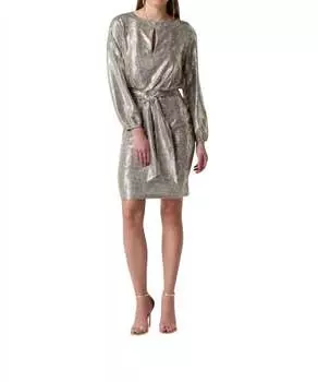 Платье-халат с поясом в золотом цвете Joseph Ribkoff