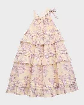Платье Halliday с цветочным принтом для девочек, размер 2–10 Zimmermann, цвет Yellow/Lilac Floral