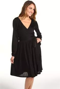 Платье Halston Cross Over Dress With Sash, черный