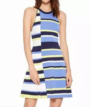 Платье-халтер с шейным узором синего цвета Parker