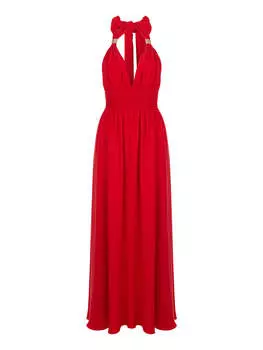 Платье-халтер с V-образным вырезом Nocturne, красный