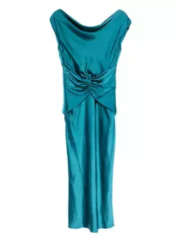 Платье Hammered со сборками Amsale, синий