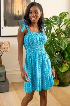 Платье Ханна с вышивкой Pour Moi, синий