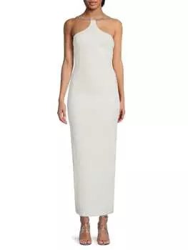 Платье Hervé Léger османское облегающее с лямкой на шее, белый