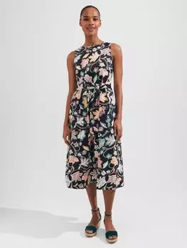 Платье Hobbs Emilie Petite с цветочным принтом, черный/мульти