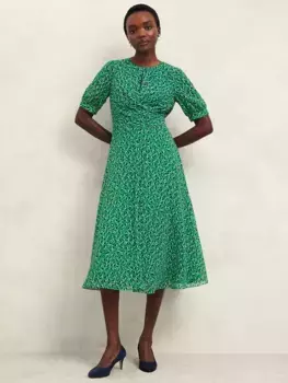 Платье Hobbs Hobbs Bridget Leaves Midi, цвет green/multi