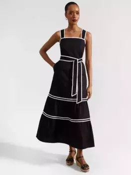 Платье Hobbs Hobbs Chloe Scallop Trim, цвет black/ivory
