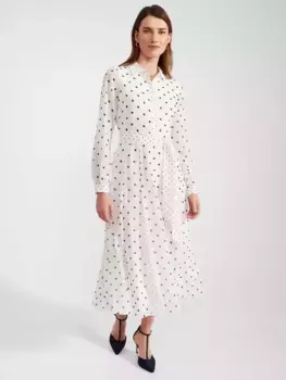 Платье Hobbs Lucilla Polka Dot Midi Shirt, цвет ivory/navy