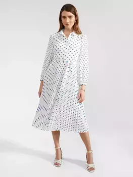 Платье Hobbs Petite Tallulah Polka Dot Midi, цвет ivory/blue