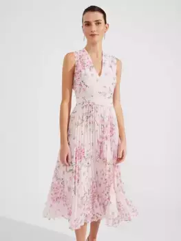 Платье Hobbs Petite Veronica Floral Print Pleated Maxi, цвет pink/multi