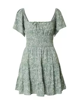Платье HOLLISTER Summer Dress CHANNELED, зеленый/пастельно-зеленый