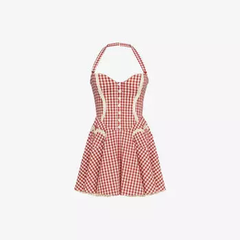 Платье House Of Cb Heidi с гингемовым принтом, красный