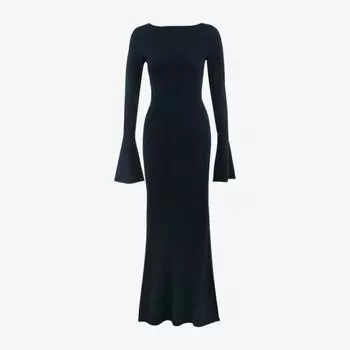 Платье House Of Cb с длинными рукавами и силуэтом, темно-зеленый