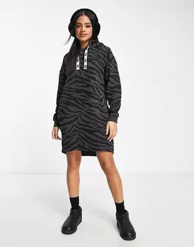 Платье-худи черного цвета с рисунком зебры UGG Aderyn