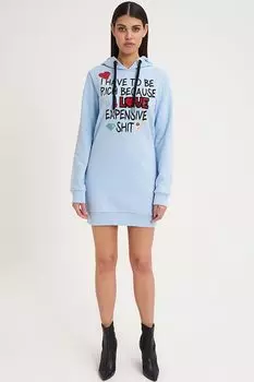 Платье-Худи из органического хлопка с принтом Jeremy Meeks, синий