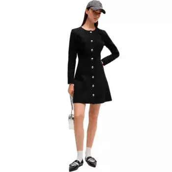 Платье HUGO Karema 1 10266951 long sleeve short, черный