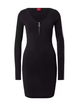 Платье HUGO Knitted dress Shalavy, черный