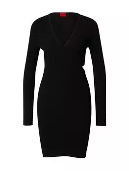 Платье HUGO Knitted dress Skelletty, черный