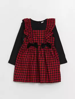 Платье и футболка с круглым вырезом для маленьких девочек, комплект из 2 шт. LCW baby