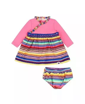 Платье и комплект шароваров с длинными рукавами и рюшами для маленьких девочек Mixed Up Clothing, розовый