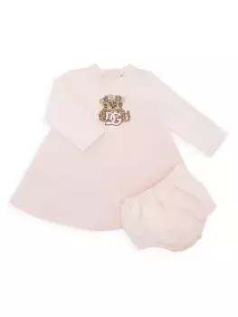 Платье и шаровары с леопардовой вышивкой для маленьких девочек Dolce&Gabbana, цвет baby pink