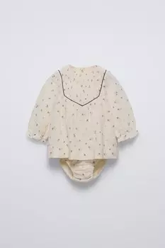 Платье и трусы с цветочным рисунком ZARA, светло-бежевый