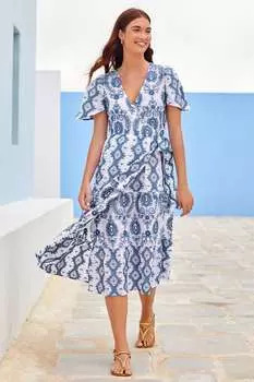 Платье и вышивкой Next, синий