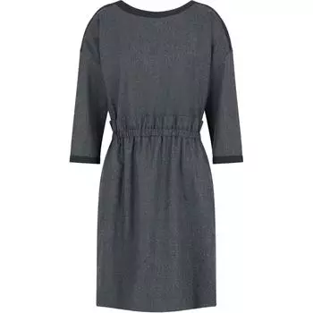 Платье Icon из меланжевой шерстяной фланели со сборкой на талии EMPORIO ARMANI, серый