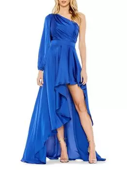 Платье Ieena High-Low на одно плечо Mac Duggal, кобальтовый
