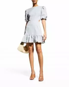 Платье Iker с рукавами-фонариками и вырезами в синюю/белую полоску Veronica Beard