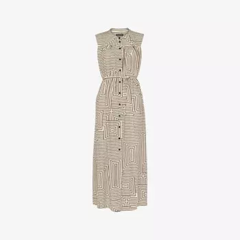 Платье Ilana миди без рукавов с графическим принтом Whistles, бежевый