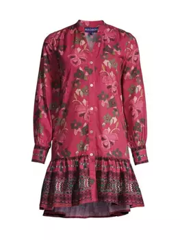 Платье Ines из поплина с заниженной талией и цветочным принтом Ro'S Garden, мультиколор