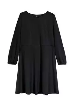 Платье интерлок с расклешенной юбкой Sheego, черный