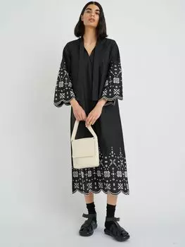Платье InWear Dorika из хлопкового шитья Anglaise, черное