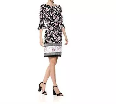 Платье Ity с оборками на рукавах выше колена черного цвета Nine West