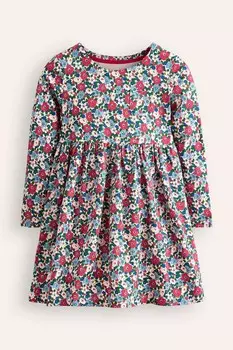 Платье из 100% хлопка с длинными рукавами из забавного джерси Boden, синий