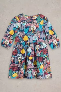 Платье из 100% хлопка с лесным принтом из джерси White Stuff, синий